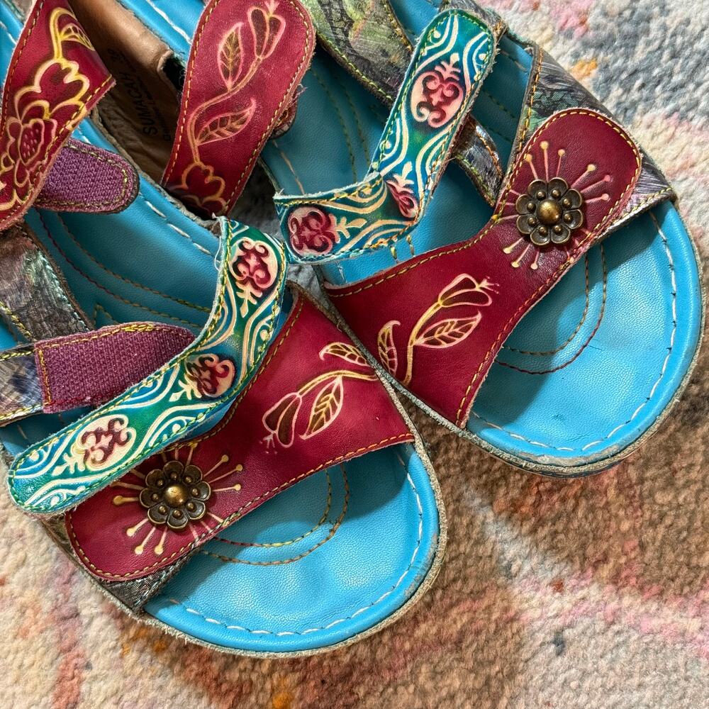 Vintage Y2K leather patchwork boho sandals